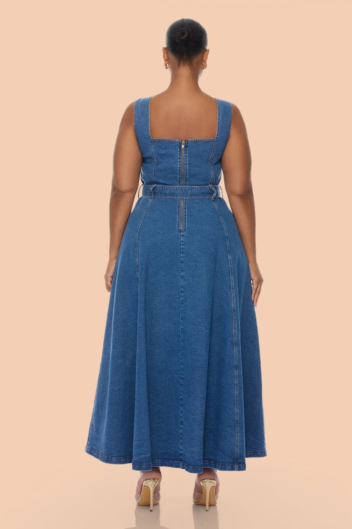Gabrielle Denim Maxi Dress - Medium Wash