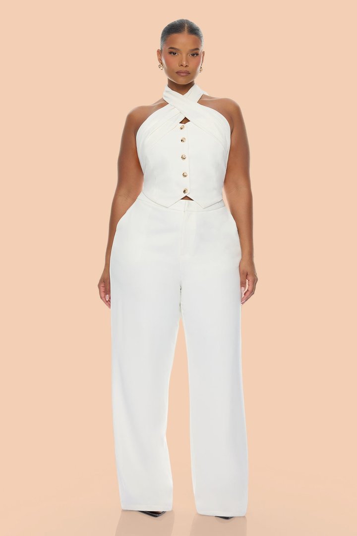 Clarice Wide Leg Pant Set - White/combo