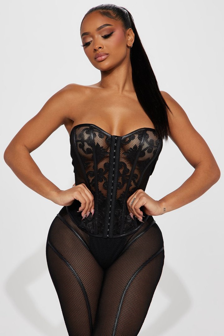 Having The Attention Fishnet Legging Set - Black