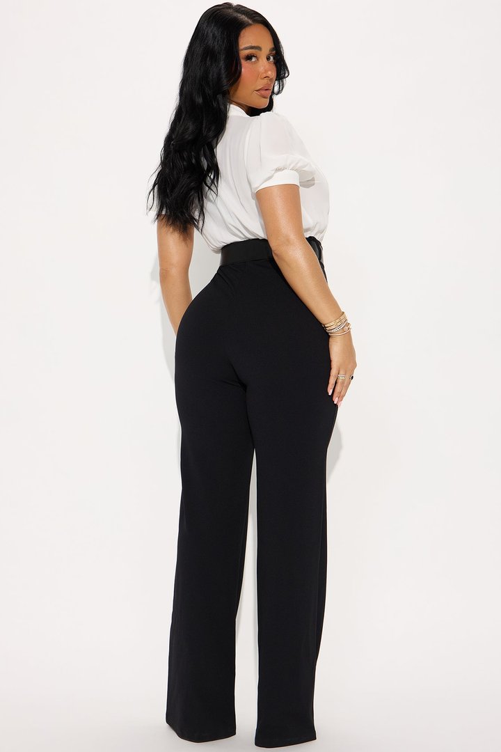 Solany Belted Jumpsuit - White/Black