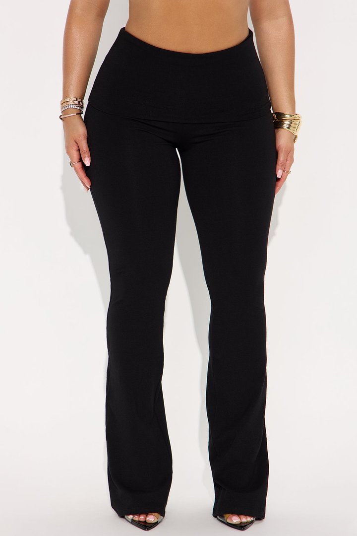 Adriana Foldover Flare Pant - Black