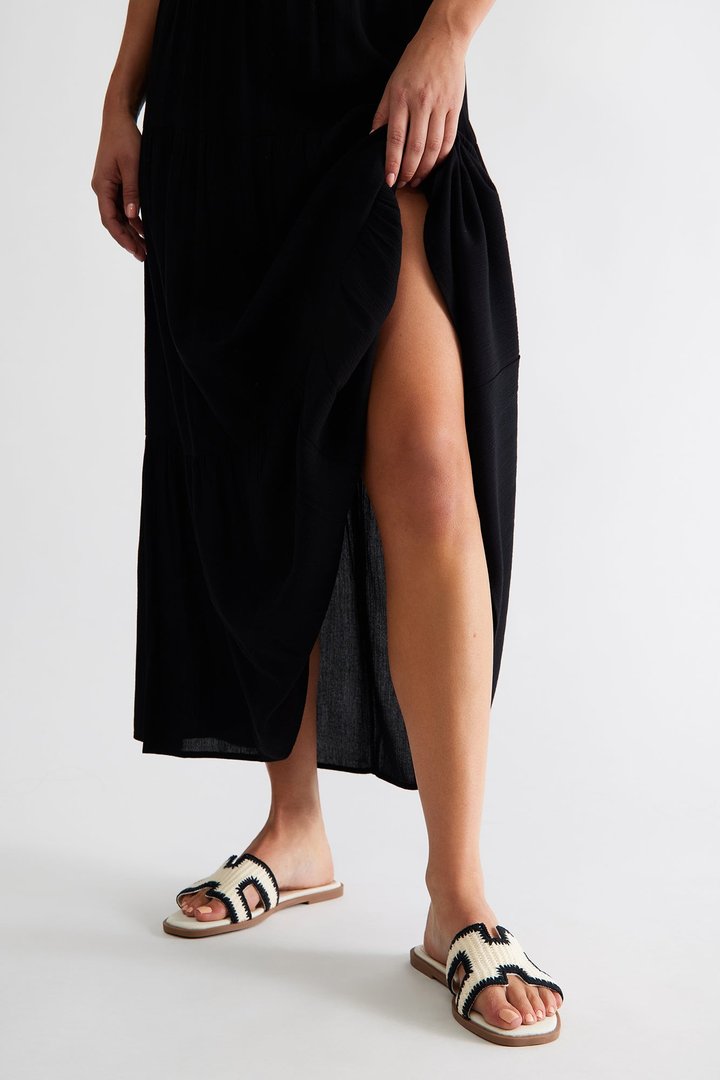 Luke Crochet Slip On Sandals - Black/combo