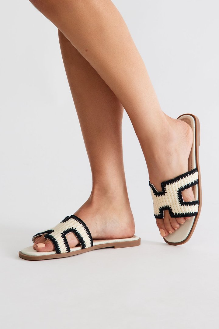 Luke Crochet Slip On Sandals - Black/combo