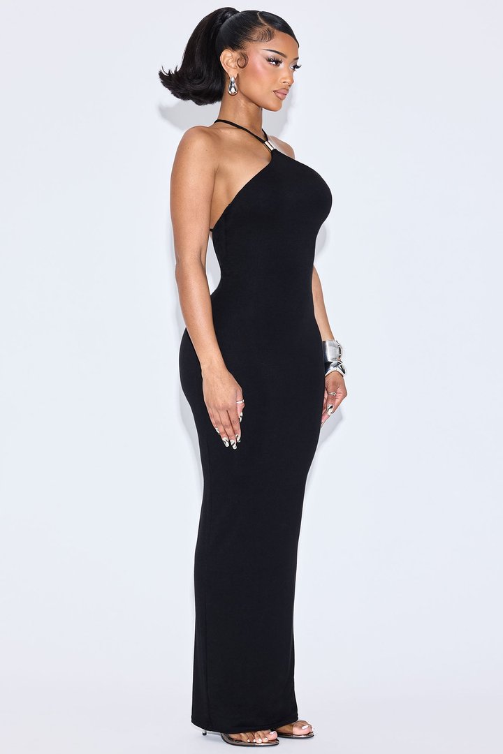 Amara Backless Maxi Dress - Black