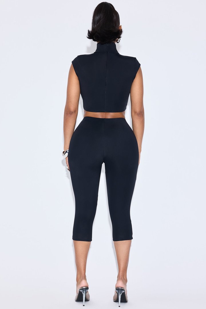 Jayla Double Lined Capri Pant Set - Black