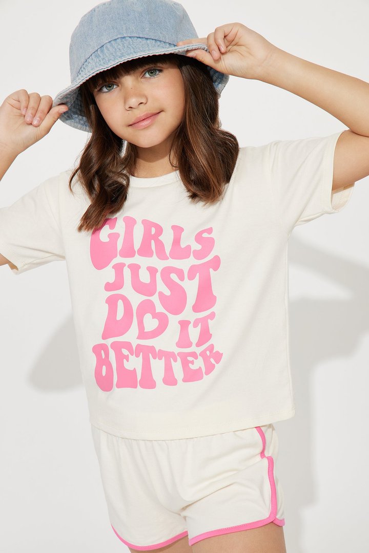 Mini Girls Just Do It Better Short Set - White/combo