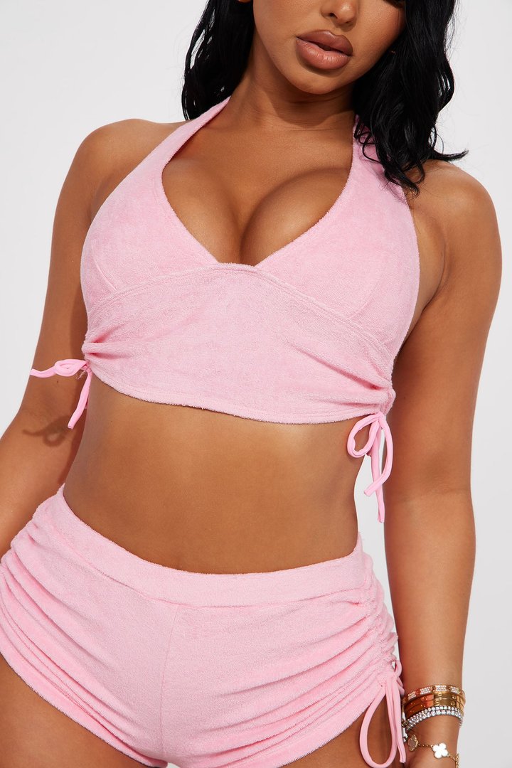 Sabrina Halter Terry 2 Piece Bikini - Pink