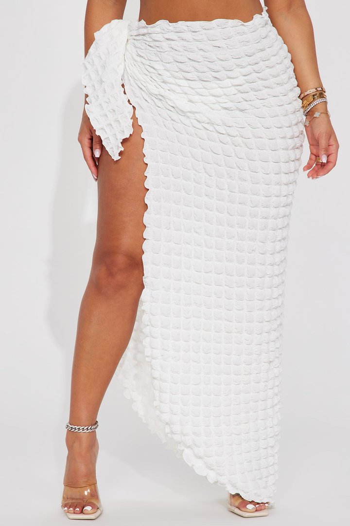 Bri Bubble Maxi Cover Up Tie Sarong - White
