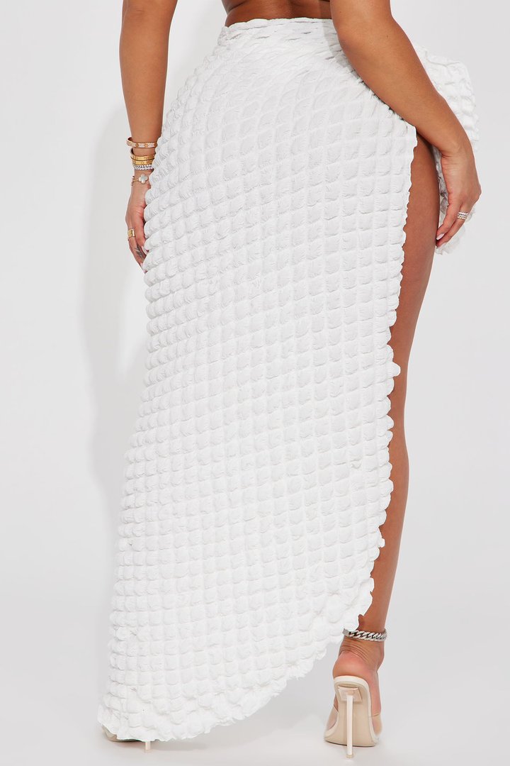 Bri Bubble Maxi Cover Up Tie Sarong - White