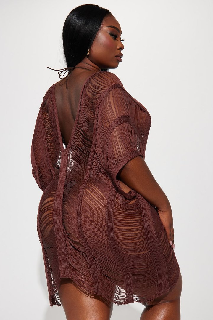 Elizabeth Crochet Cover Up Dress - Chocolate