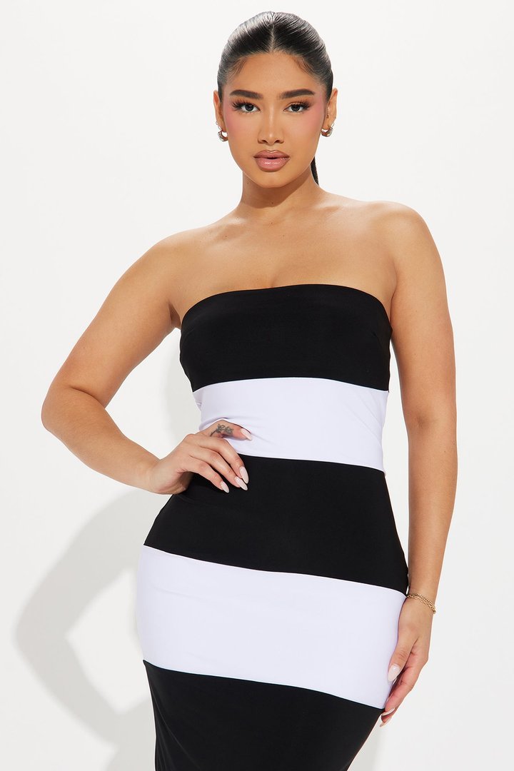 Piper Stiped Maxi Dress - Black/White