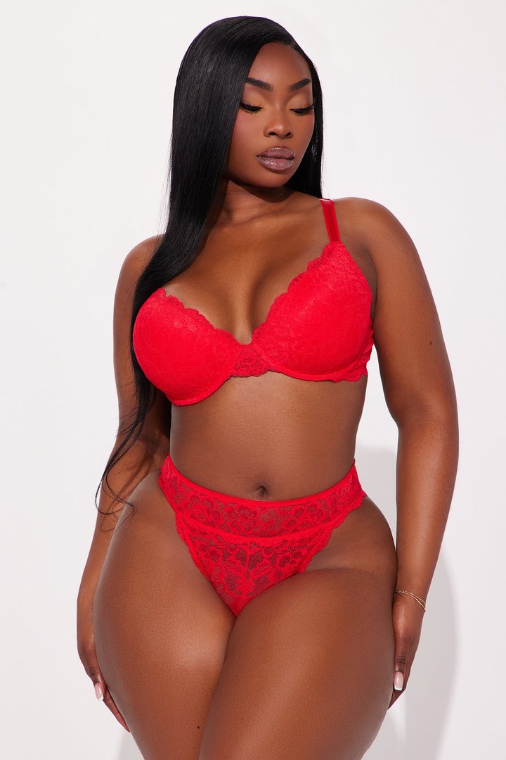Nova Lace Push Up Bra - Red