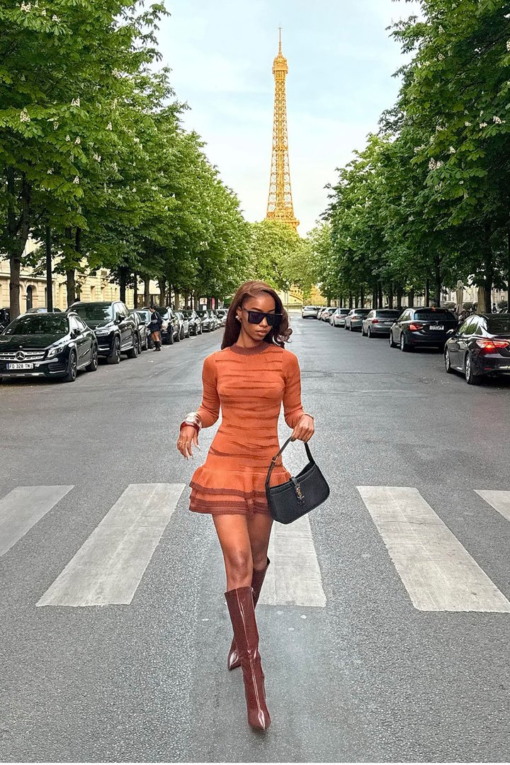 On The Prowl Animal Print Sweater Mini Dress - Cognac