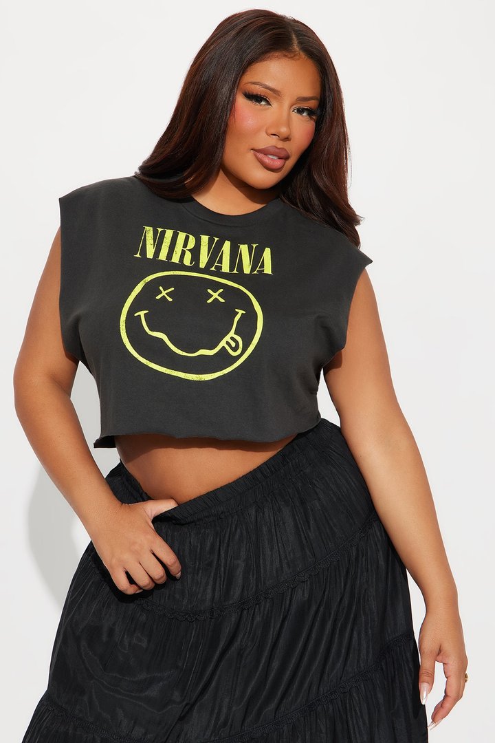 Nirvana Washed Muscle Tee - Charcoal