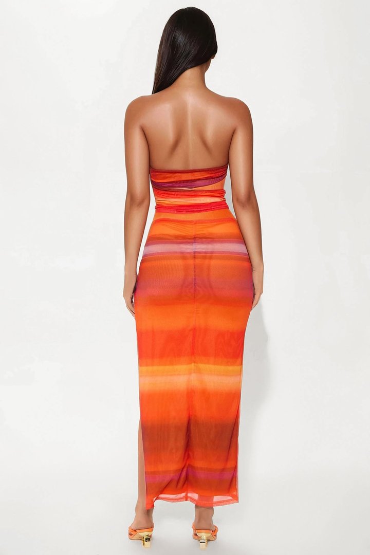 Horizon Heat Mesh Skirt Set - Orange/combo