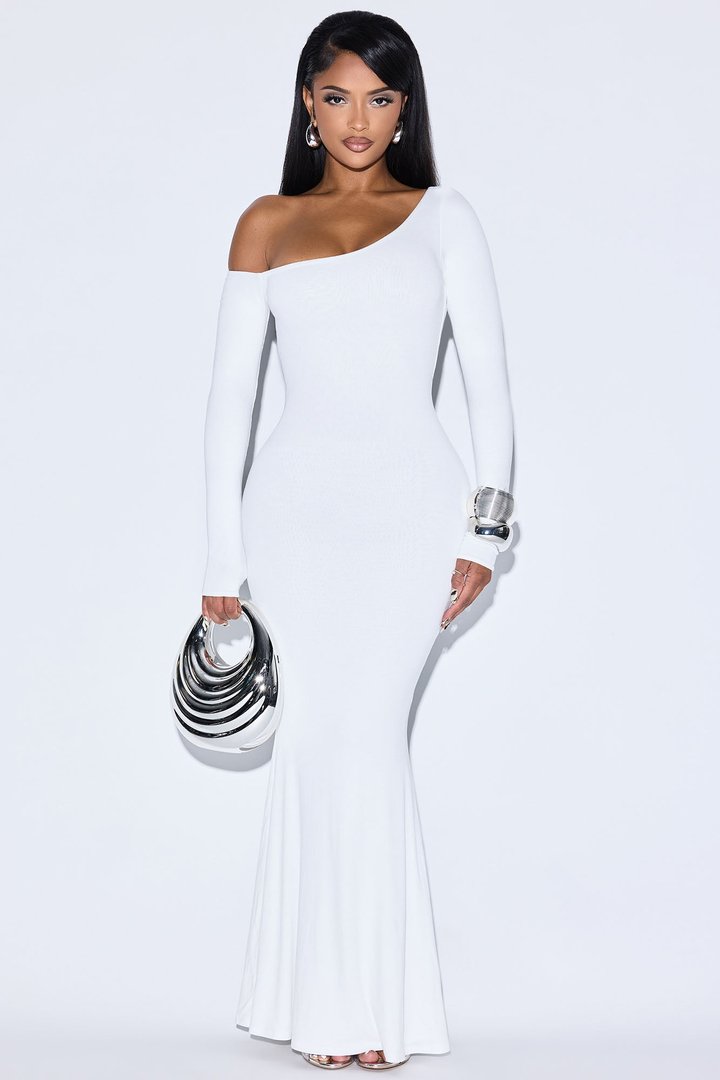 Leia Off Shoulder Maxi Dress - Off White