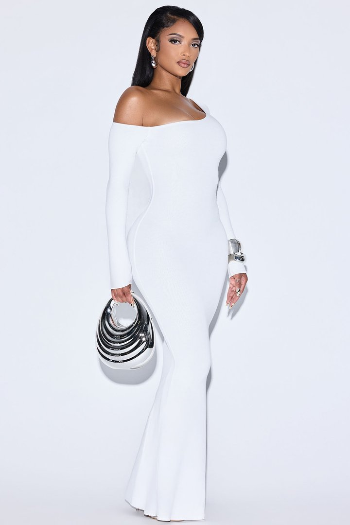Leia Off Shoulder Maxi Dress - Off White