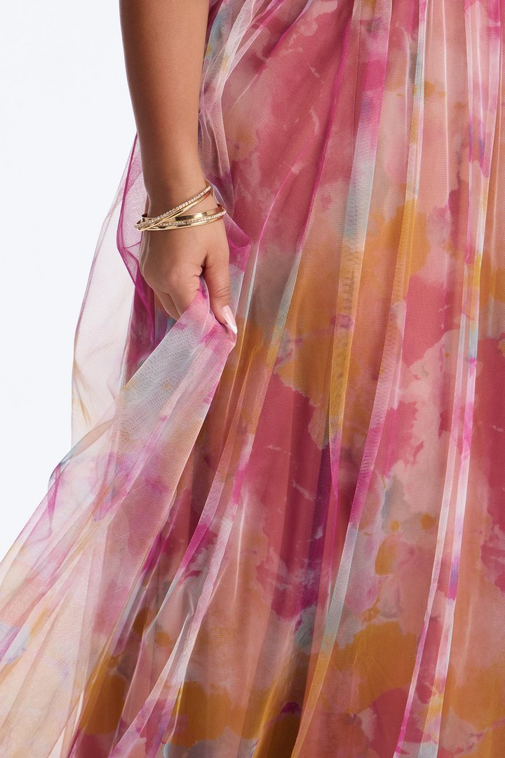 Painting Me Pretty Chiffon Gown - Orange/combo