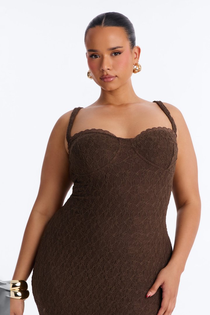 Cleo Lace Maxi Dress - Chocolate