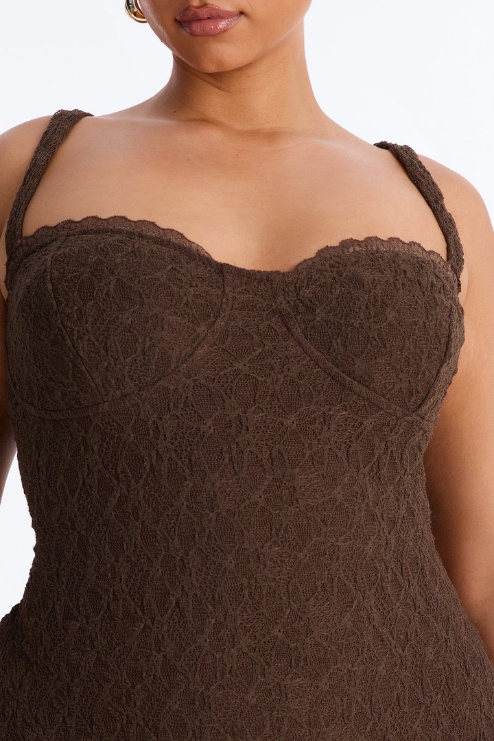 Cleo Lace Maxi Dress - Chocolate