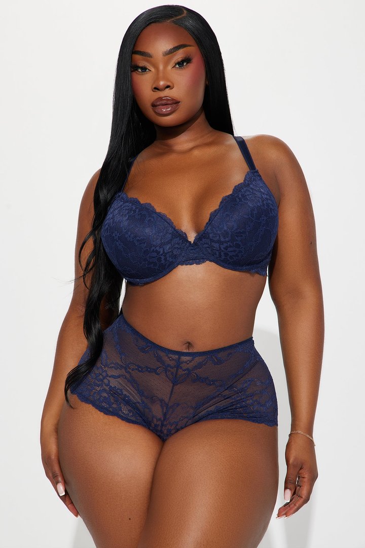 Nova Lace Push Up Bra - Navy