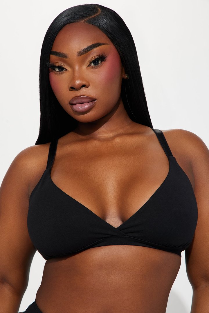 Nova Cotton Triangle Bralette - Black