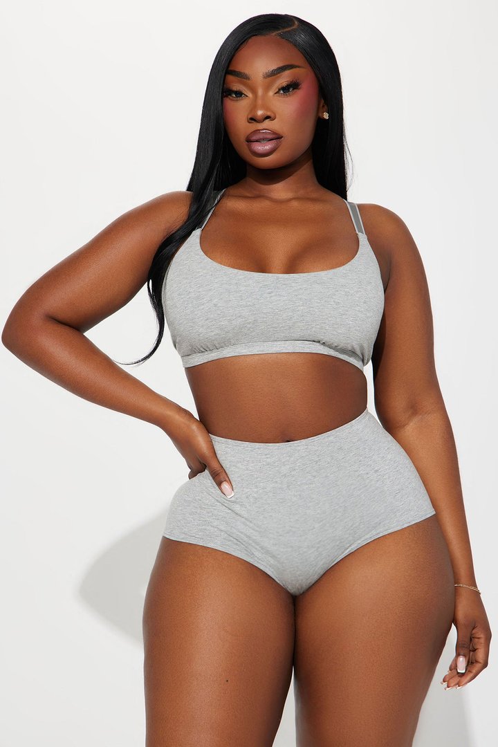 Nova Cotton Scoop Neck Bralette - Heather Grey