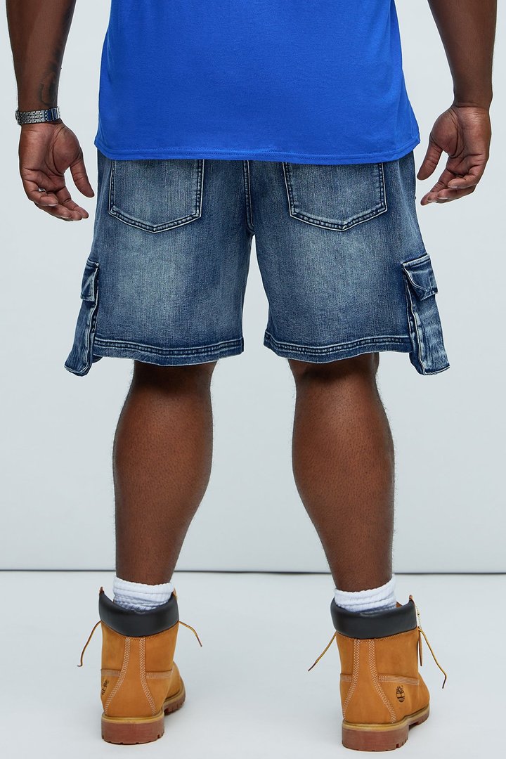 Kickin' It Cargo Denim Shorts - Navy