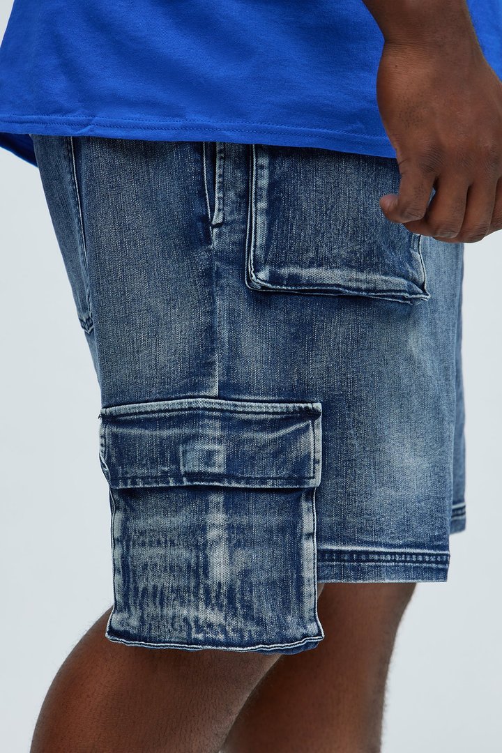 Kickin' It Cargo Denim Shorts - Navy