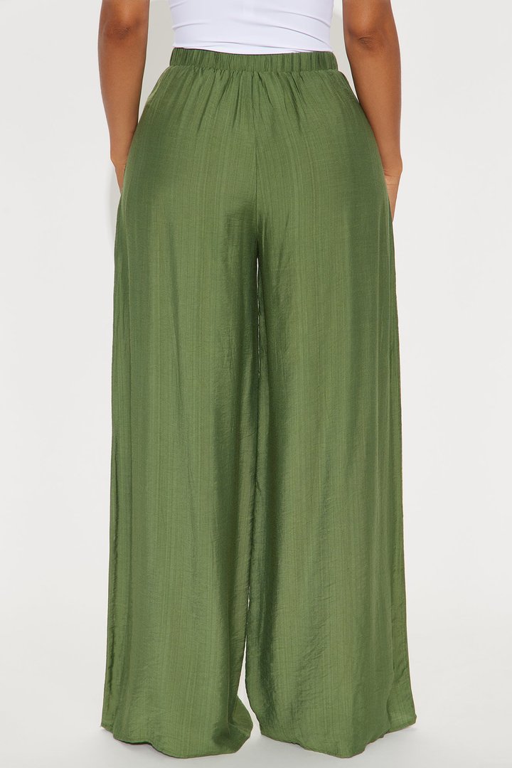 In My Happy Place Wide Leg Linen Pant - Green