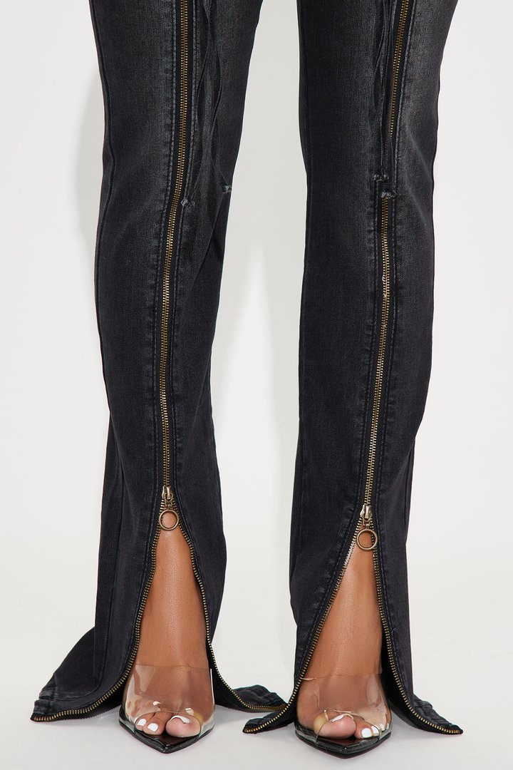 Not So Basic Stretch Zipper Jumpsuit - Black Wash