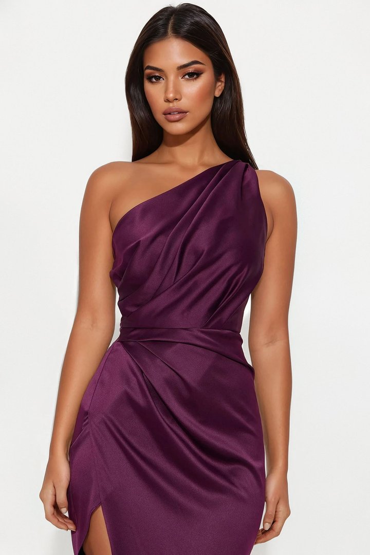 Gracie Satin Maxi Dress - Plum