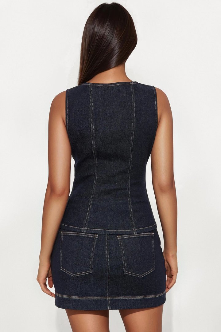 Summer Blues Mini Skirt Set - Denim
