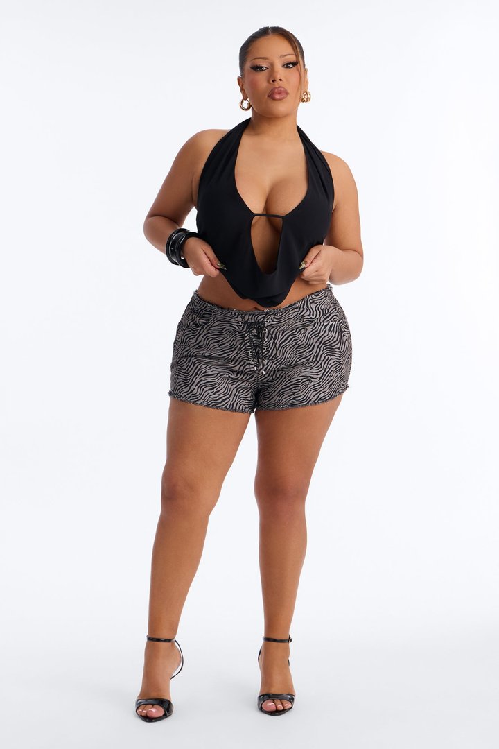 Hard To Tame Low Rise Denim Shorts - Grey/combo