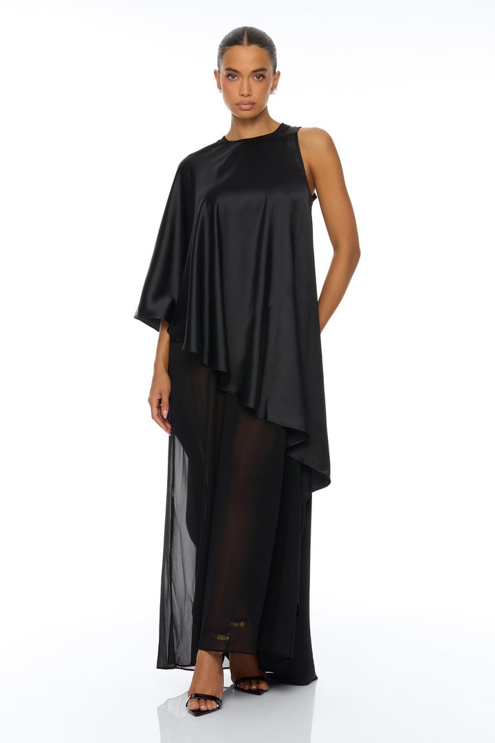 Cosmia Satin Maxi Dress - Black