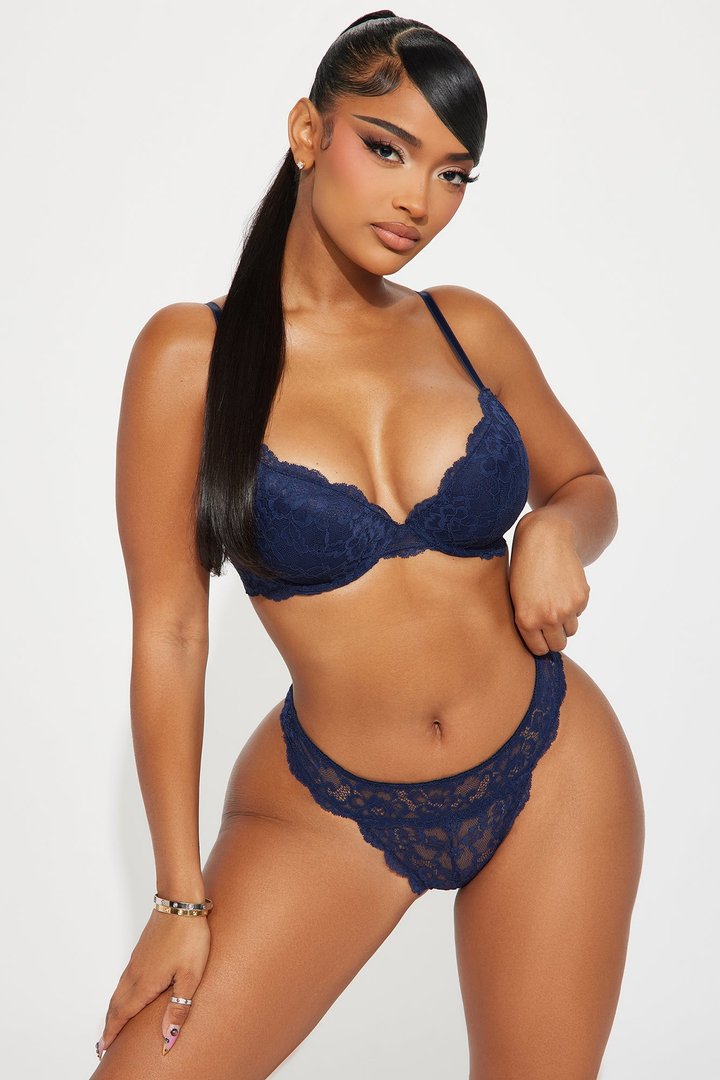 Nova Lace Push Up Bra - Navy