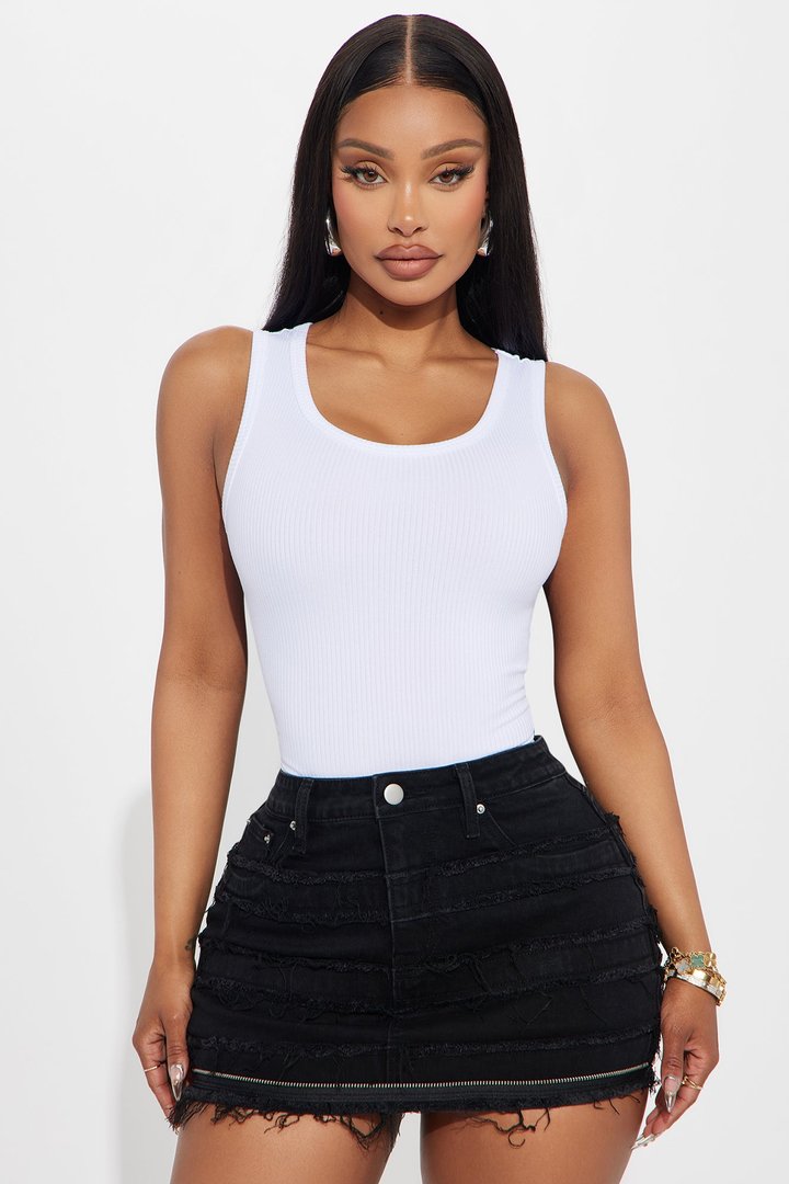 Sasha Scoop Neck Tank Top - White