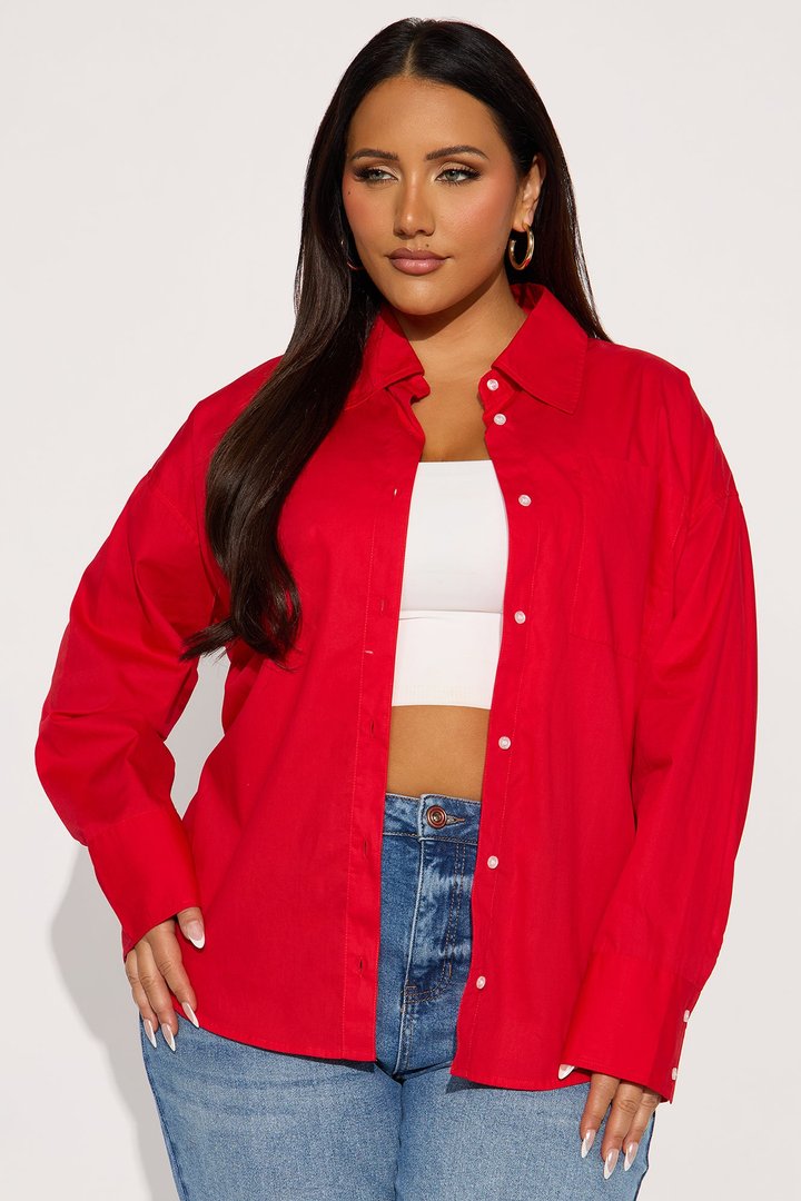 Darcey Poplin Shirt - Red