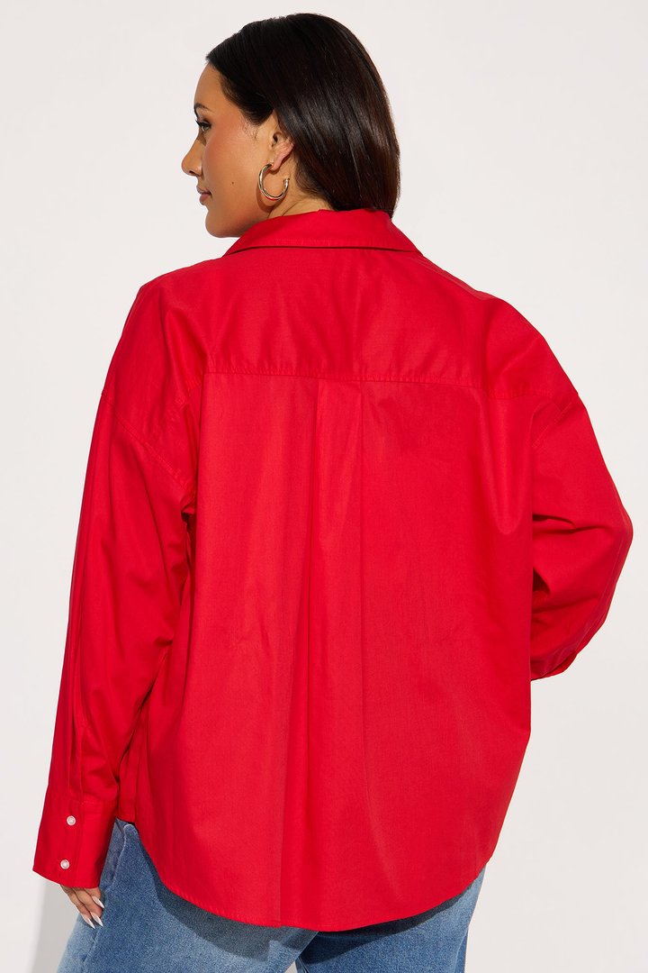Darcey Poplin Shirt - Red