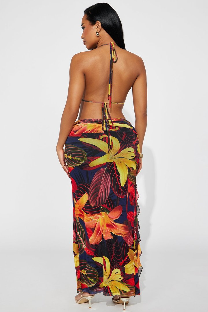 Mai Tai Tropical Mesh Maxi Dress - Navy/combo