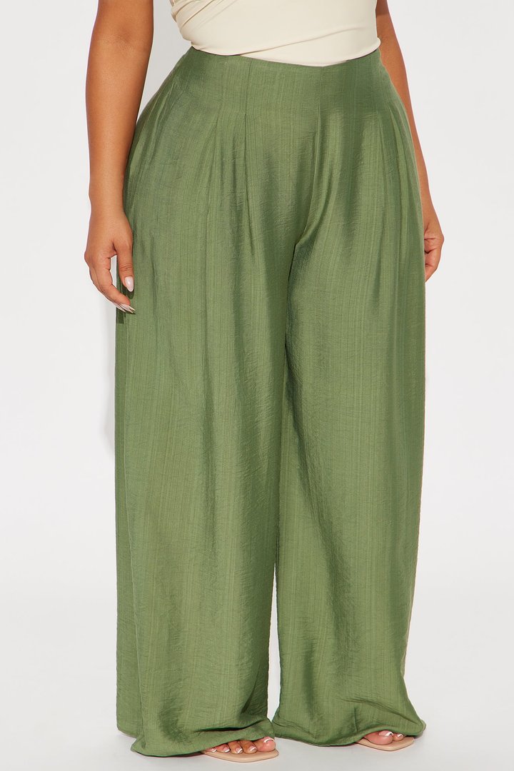 In My Happy Place Wide Leg Linen Pant - Green