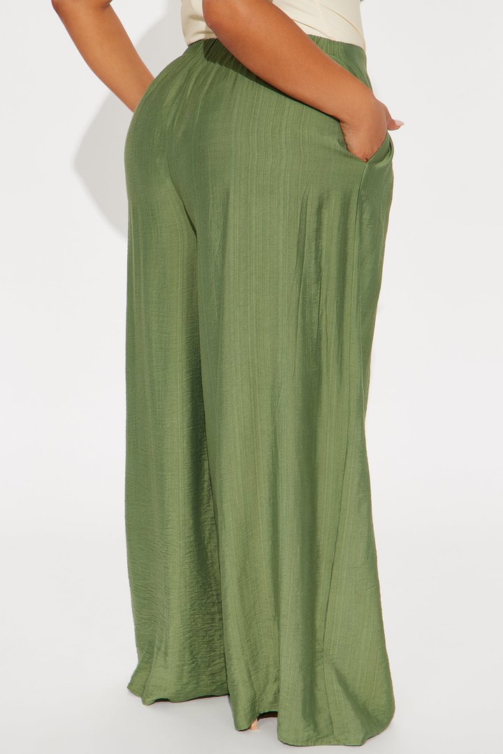 In My Happy Place Wide Leg Linen Pant - Green