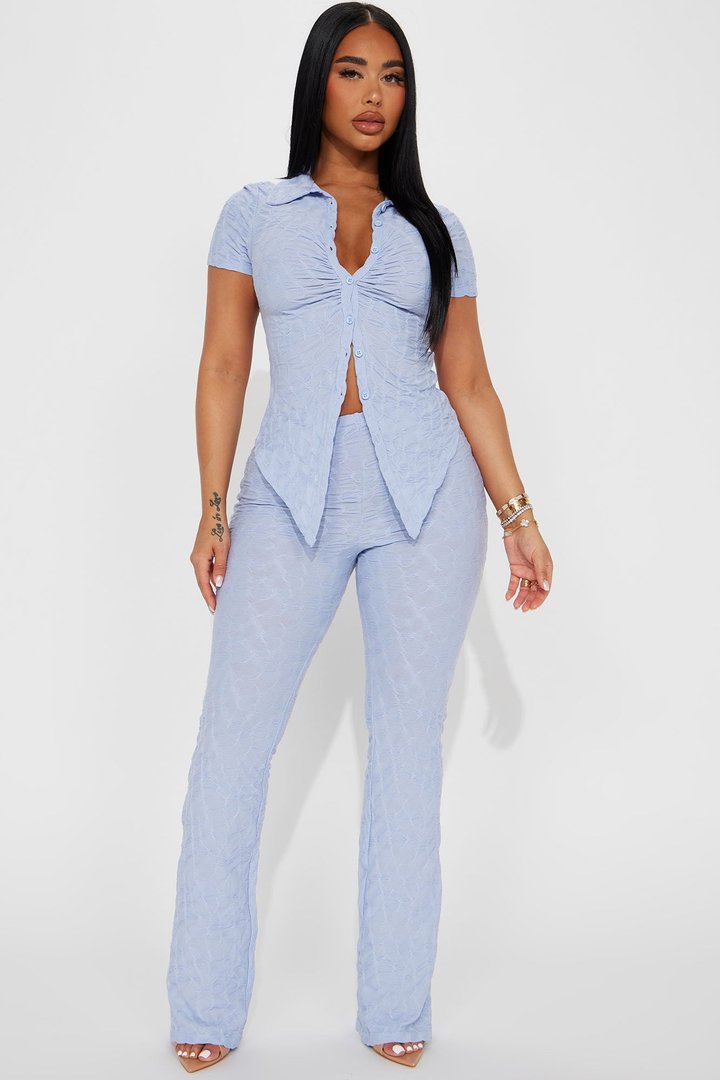 Petite Liliana Short Sleeve Pant Set - Periwinkle