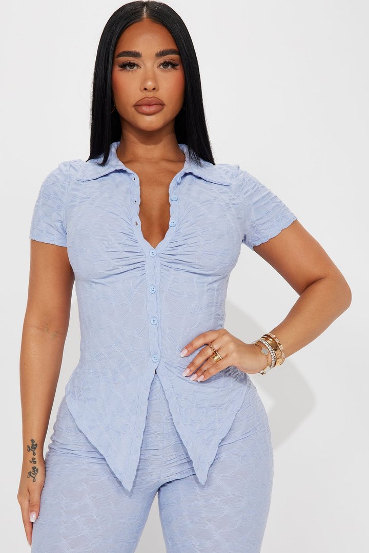 Petite Liliana Short Sleeve Pant Set - Periwinkle