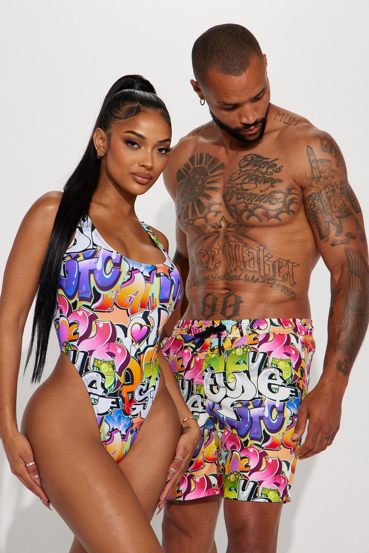All That Graffiti Swim Trunk 7″ - Multi Color