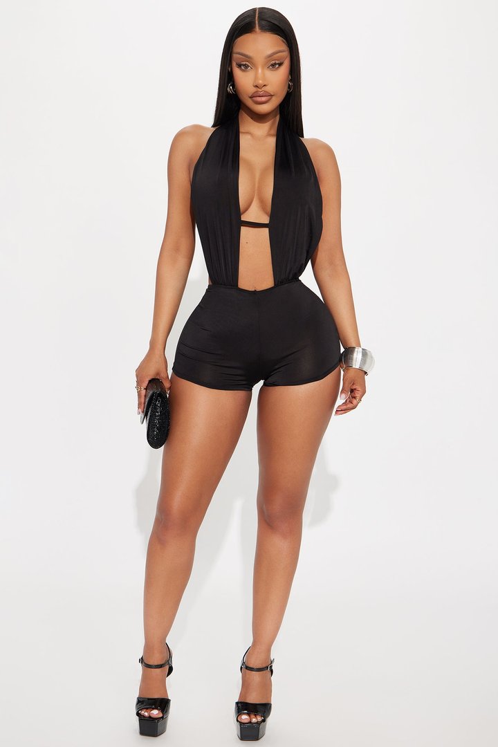Give You My Number Romper - Black