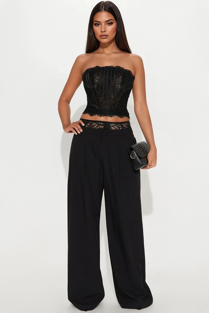 Pure Connection Lace Corset Top - Black