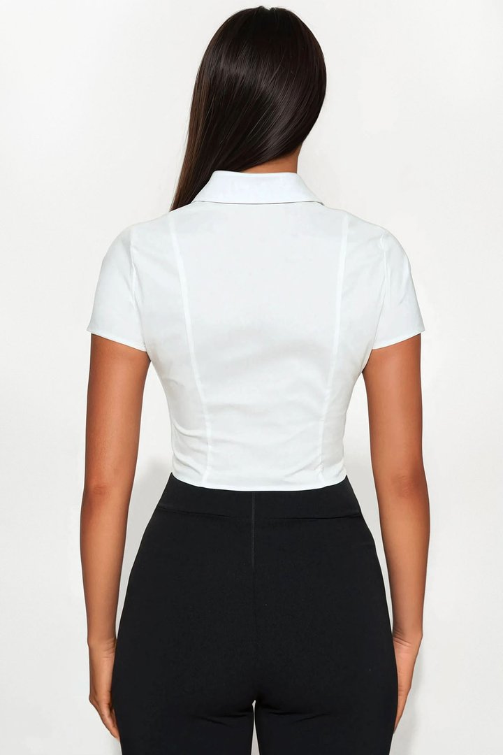 Dream Big Button Front Tie Shirt - White/Black