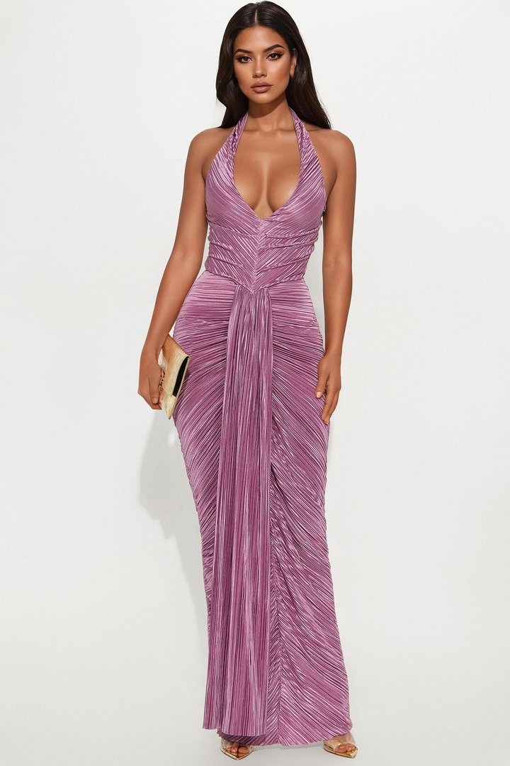 My Moment Pleated Maxi Dress - Mauve