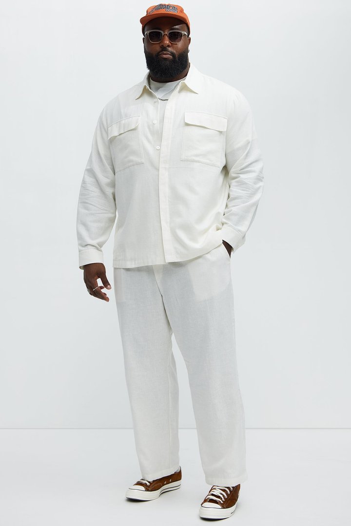 Bahamas Straight Linen Pants - White